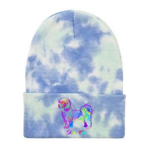 Shih Tzu Dog Lover Colorfull Pop Art Shih Tzu Christmas Fun Great Gift Tie Dye 12in Knit Beanie