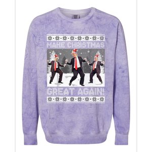 Santa Trump Dance Make Christmas Great Again Ugly Gift Colorblast Crewneck Sweatshirt