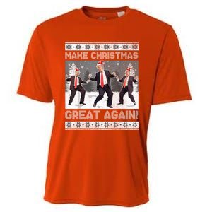 Santa Trump Dance Make Christmas Great Again Ugly Gift Cooling Performance Crew T-Shirt