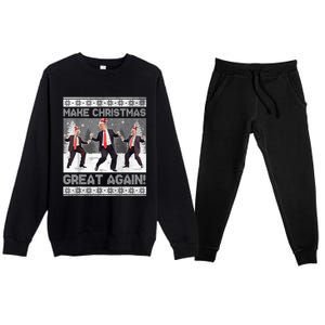 Santa Trump Dance Make Christmas Great Again Ugly Gift Premium Crewneck Sweatsuit Set