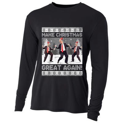 Santa Trump Dance Make Christmas Great Again Ugly Gift Cooling Performance Long Sleeve Crew