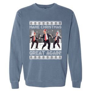 Santa Trump Dance Make Christmas Great Again Ugly Gift Garment-Dyed Sweatshirt