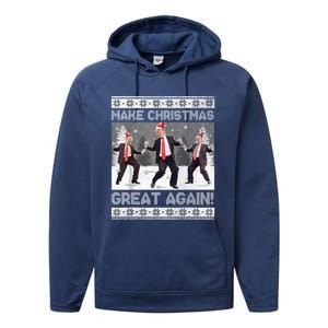 Santa Trump Dance Make Christmas Great Again Ugly Gift Performance Fleece Hoodie