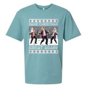 Santa Trump Dance Make Christmas Great Again Ugly Gift Sueded Cloud Jersey T-Shirt