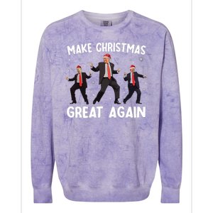 Santa Trump Dance Make Christmas Great Again Xmas Pajamas Colorblast Crewneck Sweatshirt