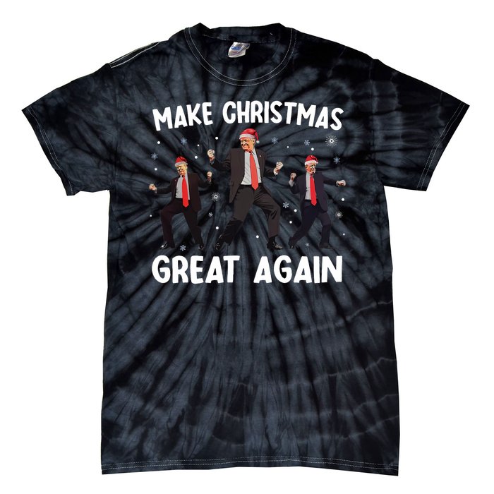 Santa Trump Dance Make Christmas Great Again Xmas Pajamas Tie-Dye T-Shirt