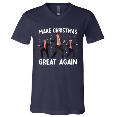 Santa Trump Dance Make Christmas Great Again Xmas Pajamas V-Neck T-Shirt