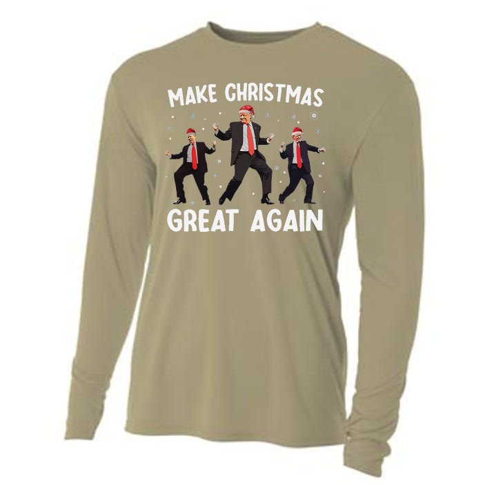 Santa Trump Dance Make Christmas Great Again Xmas Pajamas Cooling Performance Long Sleeve Crew