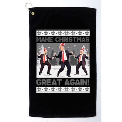 Santa Trump Dance Make Christmas Great Again Ugly Sweater Platinum Collection Golf Towel