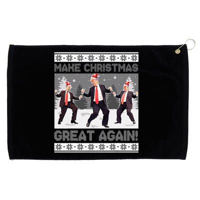 Santa Trump Dance Make Christmas Great Again Ugly Sweater Grommeted Golf Towel