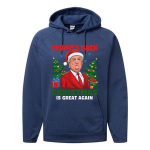 Santa Trump Dance Make Christmas Great Again Ugly Sweater Performance Fleece Hoodie