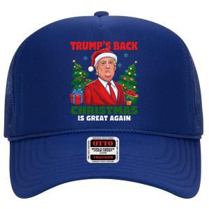 Santa Trump Dance Make Christmas Great Again Ugly Sweater High Crown Mesh Back Trucker Hat