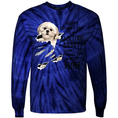 Shih Tzu Dad Happy Fathers Day To My Amazing Daddy Dog Tie-Dye Long Sleeve Shirt