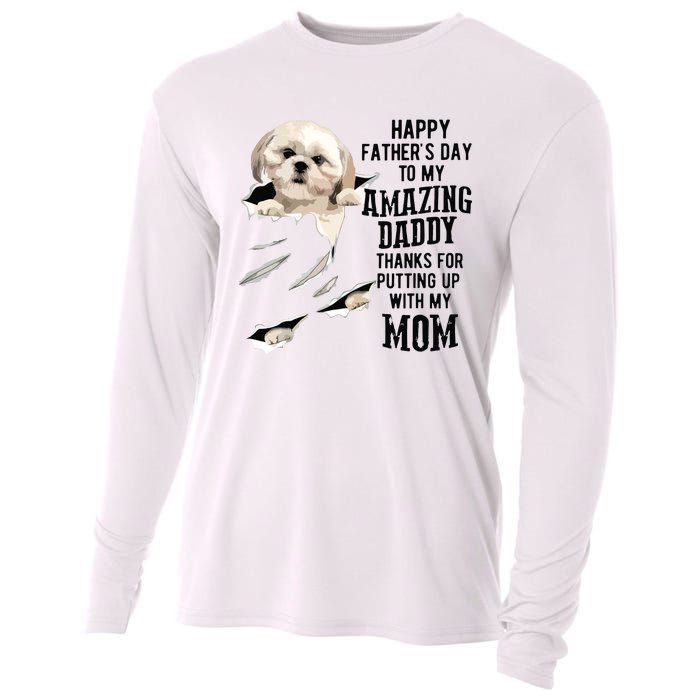 Shih Tzu Dad Happy Fathers Day To My Amazing Daddy Dog Cooling Performance Long Sleeve Crew