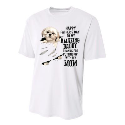 Shih Tzu Dad Happy Fathers Day To My Amazing Daddy Dog Performance Sprint T-Shirt