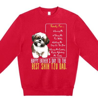 Shih Tzu Dad Happy Fathers Day To The Best Shih Tzu Dad Premium Crewneck Sweatshirt