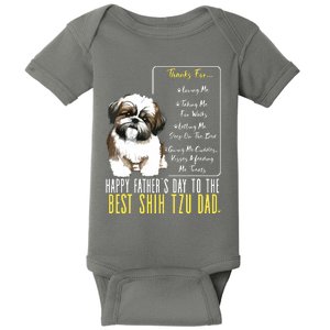 Shih Tzu Dad Happy Fathers Day To The Best Shih Tzu Dad Baby Bodysuit