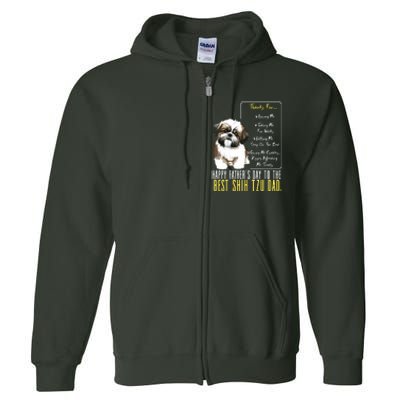 Shih Tzu Dad Happy Fathers Day To The Best Shih Tzu Dad Full Zip Hoodie