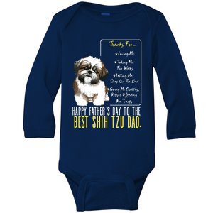 Shih Tzu Dad Happy Fathers Day To The Best Shih Tzu Dad Baby Long Sleeve Bodysuit