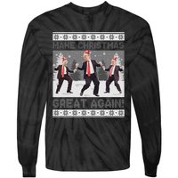 Santa Trump Dance Make Christmas Great Again Ugly Sweater Tie-Dye Long Sleeve Shirt