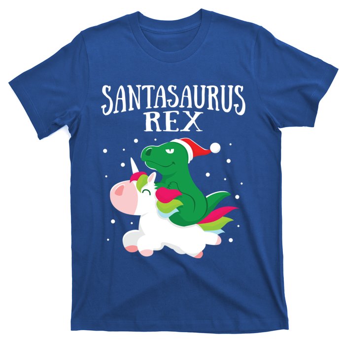 Santasaurus Trex Dinosaur Riding Reindeer Unicorn Christmas Funny Gift T-Shirt