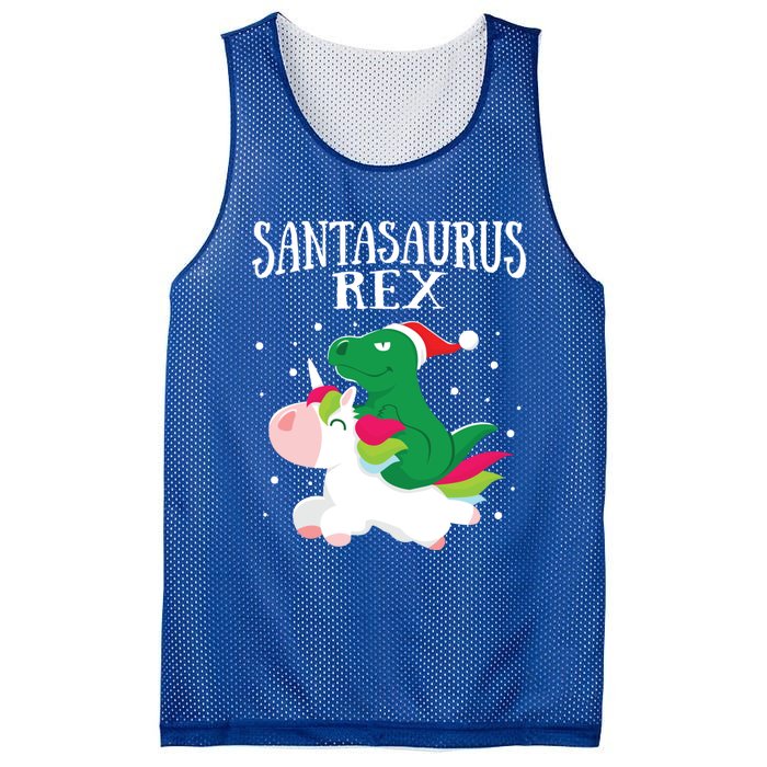 Santasaurus Trex Dinosaur Riding Reindeer Unicorn Christmas Funny Gift Mesh Reversible Basketball Jersey Tank