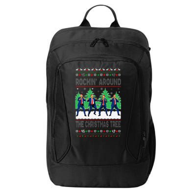 Santa Trump Dance Dancing Rocking Around The Christmas Tree City Backpack