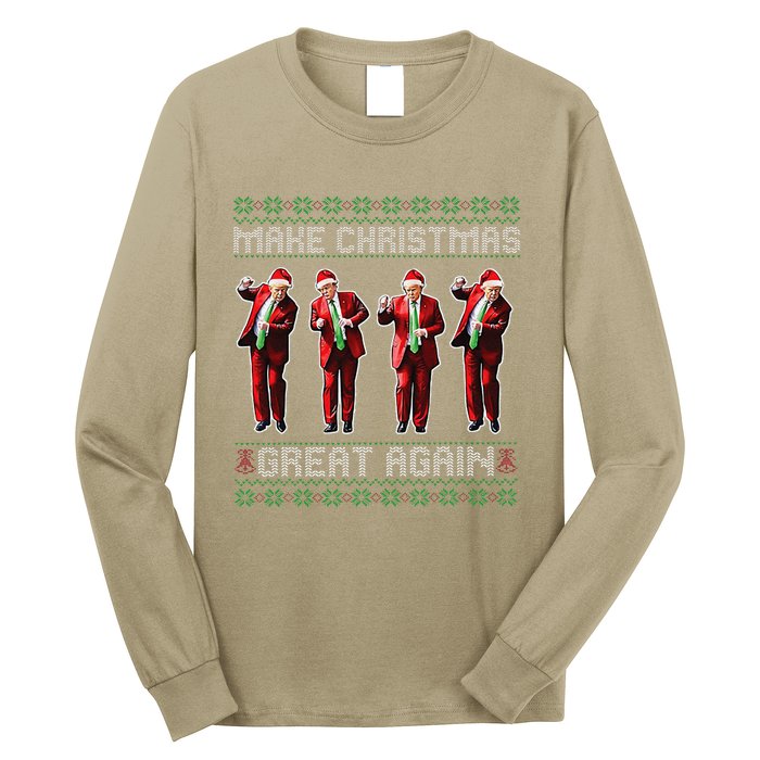 Santa Trump Dance Make Christmas Great Again Ugly Sweater Long Sleeve Shirt