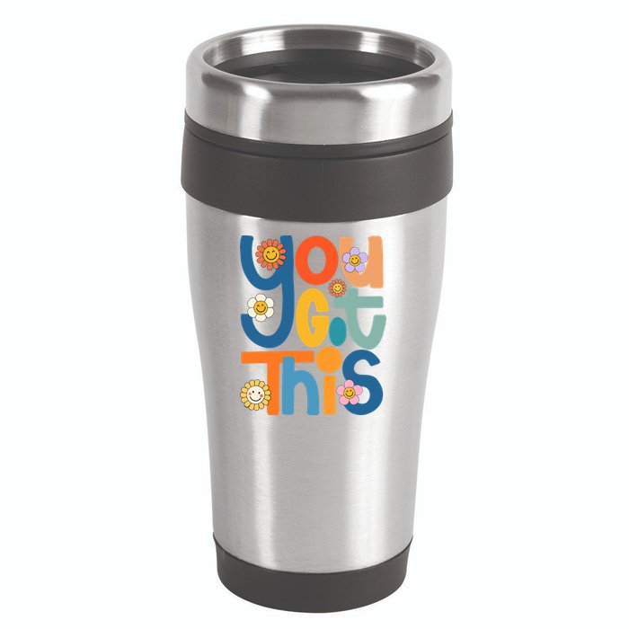 State Testing Day Motivational Teacher Groovy You Got This 16oz Travel Tumbler
