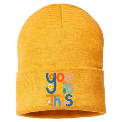 State Testing Day Motivational Teacher Groovy You Got This Sustainable Knit Beanie