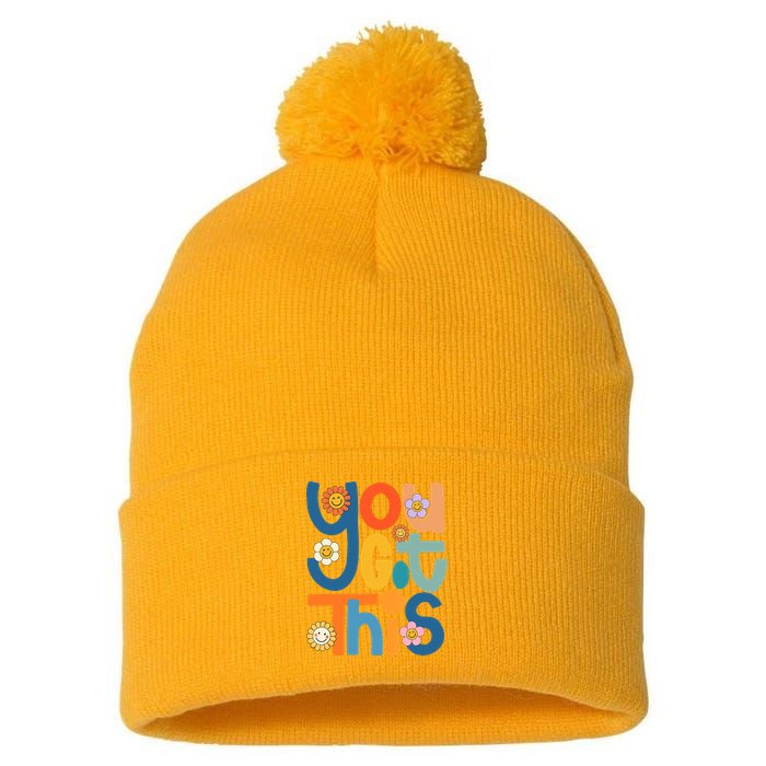 State Testing Day Motivational Teacher Groovy You Got This Pom Pom 12in Knit Beanie