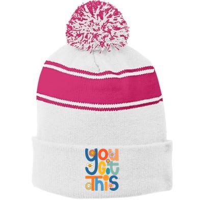 State Testing Day Motivational Teacher Groovy You Got This Stripe Pom Pom Beanie