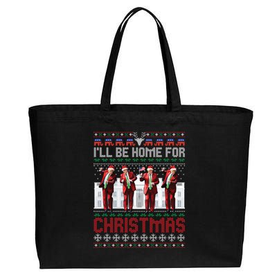 Santa Trump Dance ILl Be Home For Christmas Ugly Great Gift Cotton Canvas Jumbo Tote