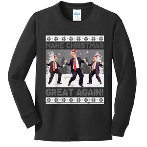 Santa Trump Dance Make Christmas Great Again Ugly Sweater Kids Long Sleeve Shirt