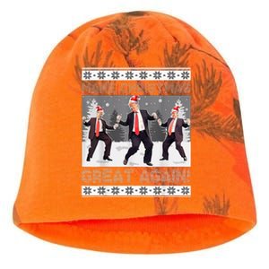 Santa Trump Dance Make Christmas Great Again Ugly Sweater Kati - Camo Knit Beanie