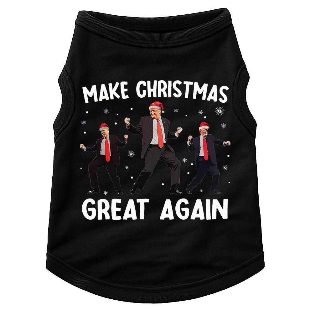 Santa Trump Dance Make Christmas Great Again Xmas Pajamas Doggie Tank