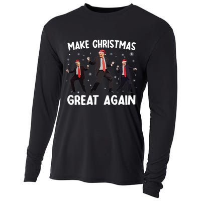 Santa Trump Dance Make Christmas Great Again Xmas Pajamas Cooling Performance Long Sleeve Crew