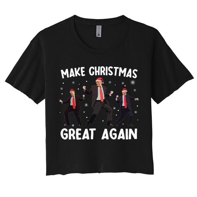 Santa Trump Dance Make Christmas Great Again Xmas Pajamas Crop Top