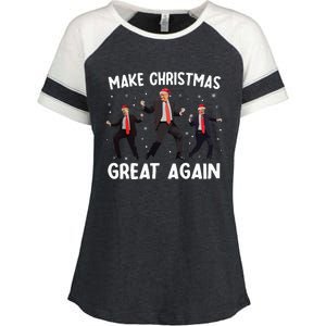 Santa Trump Dance Make Christmas Great Again Xmas Pajamas Enza Ladies Jersey Colorblock Tee