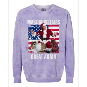 Santa Trump Dance Make Christmas Great Again Ugly Gift Colorblast Crewneck Sweatshirt