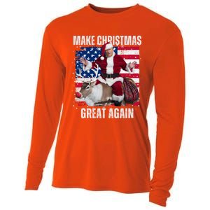 Santa Trump Dance Make Christmas Great Again Ugly Gift Cooling Performance Long Sleeve Crew