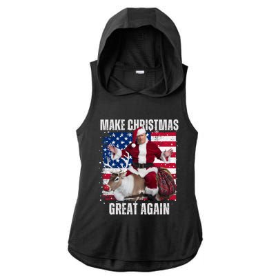 Santa Trump Dance Make Christmas Great Again Ugly Gift Ladies PosiCharge Tri-Blend Wicking Draft Hoodie Tank