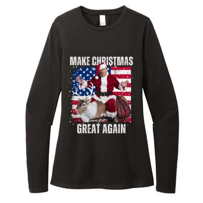 Santa Trump Dance Make Christmas Great Again Ugly Gift Womens CVC Long Sleeve Shirt