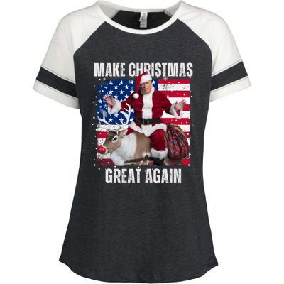 Santa Trump Dance Make Christmas Great Again Ugly Gift Enza Ladies Jersey Colorblock Tee