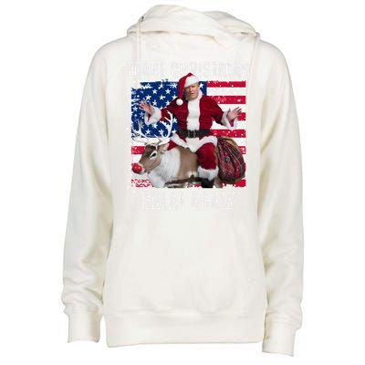 Santa Trump Dance Make Christmas Great Again Ugly Gift Womens Funnel Neck Pullover Hood