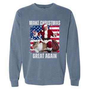 Santa Trump Dance Make Christmas Great Again Ugly Gift Garment-Dyed Sweatshirt