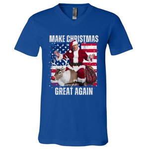 Santa Trump Dance Make Christmas Great Again Ugly Gift V-Neck T-Shirt