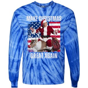 Santa Trump Dance Make Christmas Great Again Ugly Gift Tie-Dye Long Sleeve Shirt