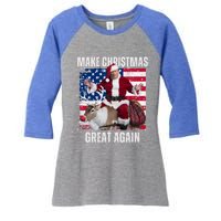 Santa Trump Dance Make Christmas Great Again Ugly Gift Women's Tri-Blend 3/4-Sleeve Raglan Shirt