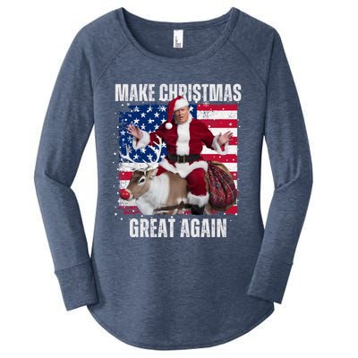 Santa Trump Dance Make Christmas Great Again Ugly Gift Women's Perfect Tri Tunic Long Sleeve Shirt